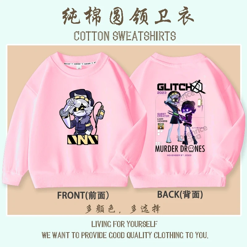 Cartoon Murder Drones Moxxie Hoodies Kids Cartoon Sweatshirts Tops Casual Boys Girls Pullovers Long Sleeve Children Sportwear