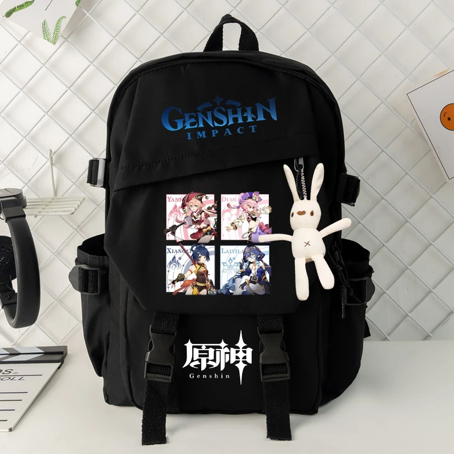 Genshin Impact Anime Cosplay Students School Bag Backpack Klee Cartoon Bookbag Laptop Travel Rucksack Outdoor Boys Girls Gifts
