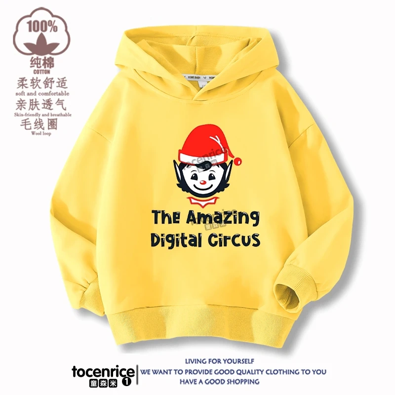The Amazing Digital Circus JAX  Winter Autumn Velvet Hoodies Children Boys Hooded Sweatshirts Clothes for Kids Pullovers Tops