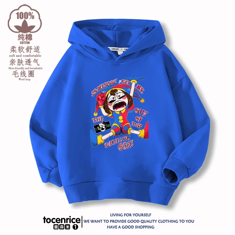 New 2023 Game The Amazing Digital Circus pomni Velvet Hoodies Children Boys Hooded Sweatshirts Clothes for Kids Pullovers Tops