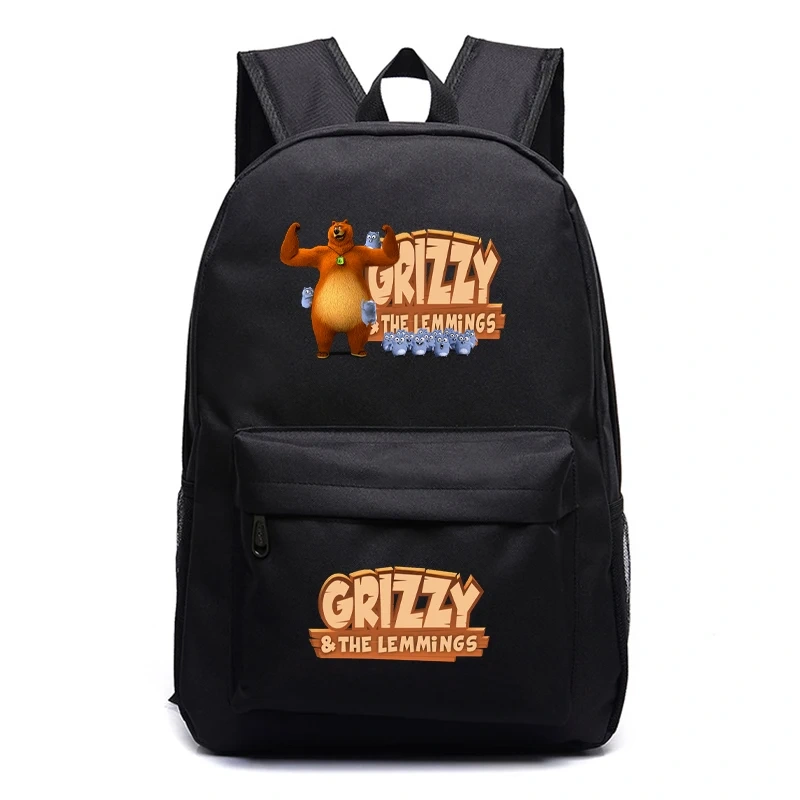 Sunlight Grizzly Bear Kindergarten Backpack Grizzy And The Lemmings School Bag Children Cartoon Rucksack Kids Bookbag gifts