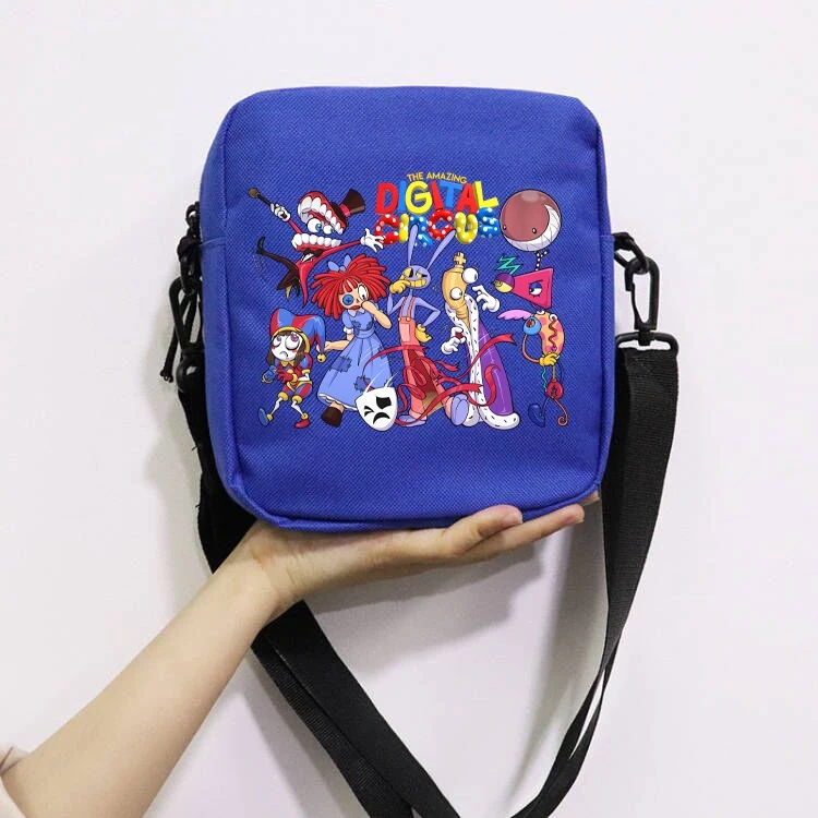 The Amazing Digital Circus School Bag Peripheral Oblique Bag Small Square Bag One Shoulder Oblique Backpack for Boy and Girls