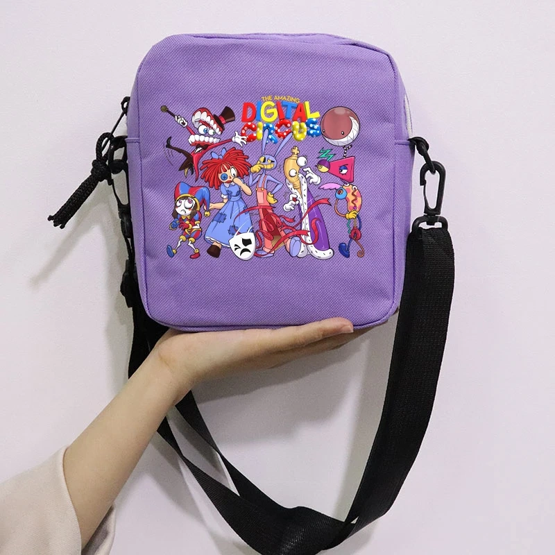 The Amazing Digital Circus School Bag Peripheral Oblique Bag Small Square Bag One Shoulder Oblique Backpack for Boy and Girls