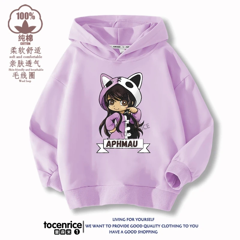 New Game Aphmau Print Hoodie Kids Hooded Sweatshirts Cartoon Anime Hoodies Spring Fall Children Clothing Harajuku Pullvers Tops