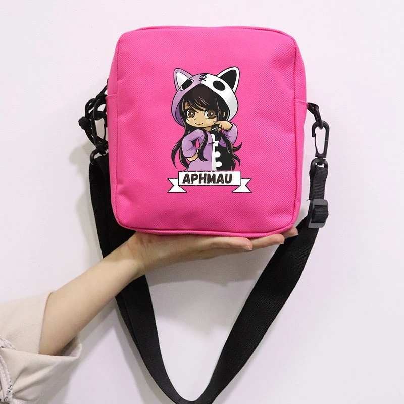 Cartoon Cute Aphmau School Bag Peripheral Oblique Bag Small Square Bag One Shoulder Oblique Backpack for Boy and Girls