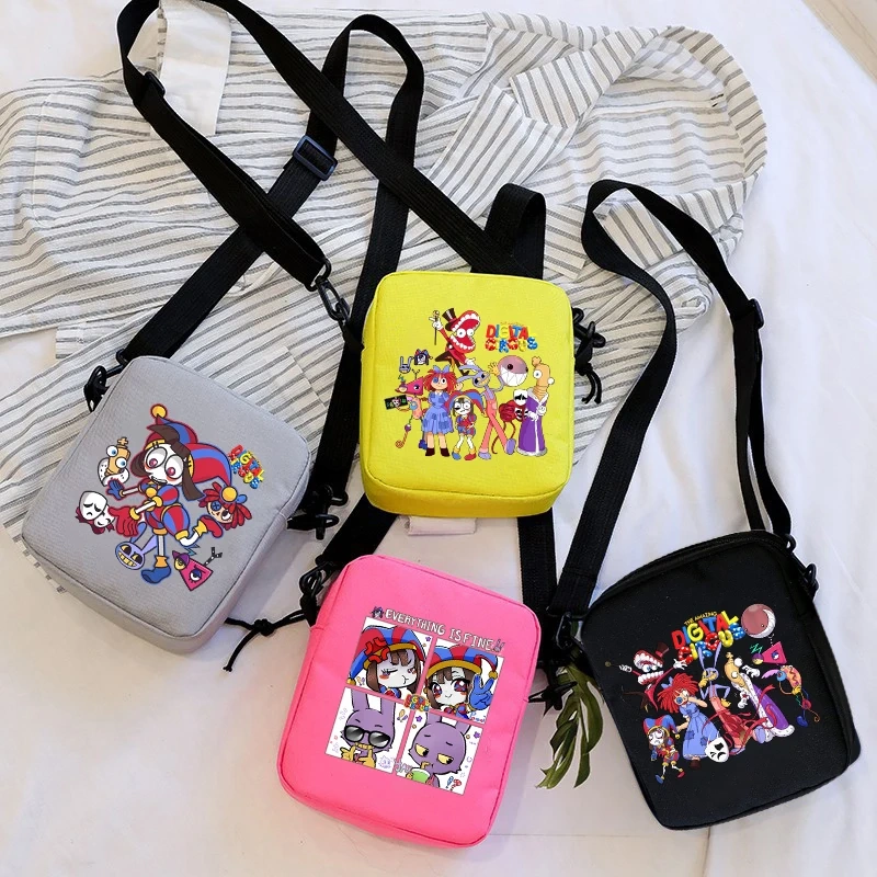 The Amazing Digital Circus School Bag Peripheral Oblique Bag Small Square Bag One Shoulder Oblique Backpack for Boy and Girls