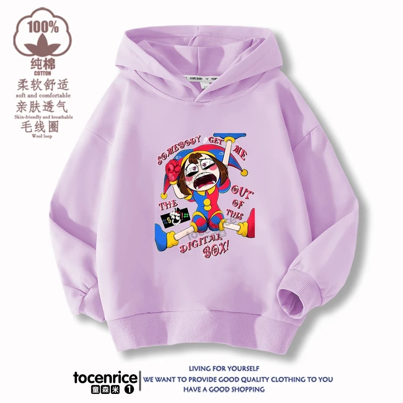 New 2023 Game The Amazing Digital Circus pomni Velvet Hoodies Children Boys Hooded Sweatshirts Clothes for Kids Pullovers Tops