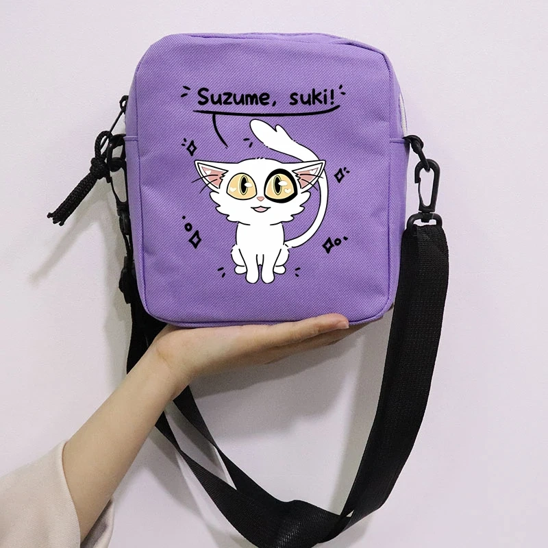 Anime Suzume Daijin Printing School Bag Peripheral Oblique Bag Small Square Bag One Shoulder Oblique Backpack for Boy and Girls
