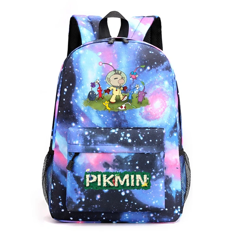 Pikmin Backpacks Boys Girls Bookbag Students School Bags Cartoon Kids Rucksack Laptop Rucksack Shoulder Bag Large Capacity