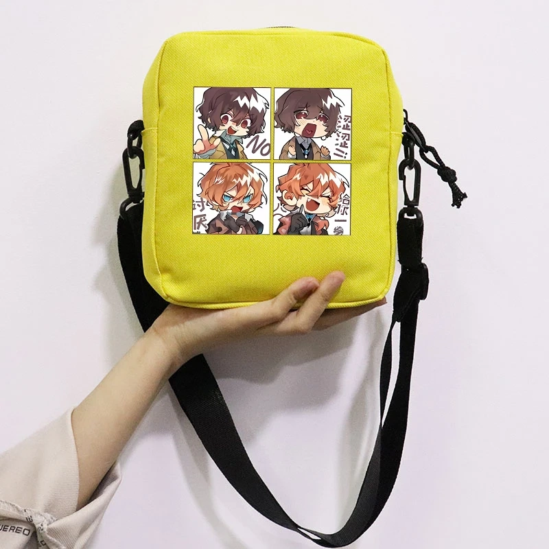 Anime Stray Dogs Printing School Bag Peripheral Oblique Bag Small Square Bag One Shoulder Oblique Backpack for Boy and Girls