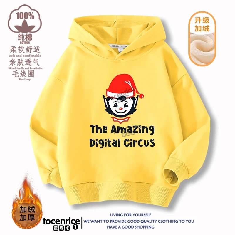 The Amazing Digital Circus JAX  Winter Autumn Velvet Hoodies Children Boys Hooded Sweatshirts Clothes for Kids Pullovers Tops