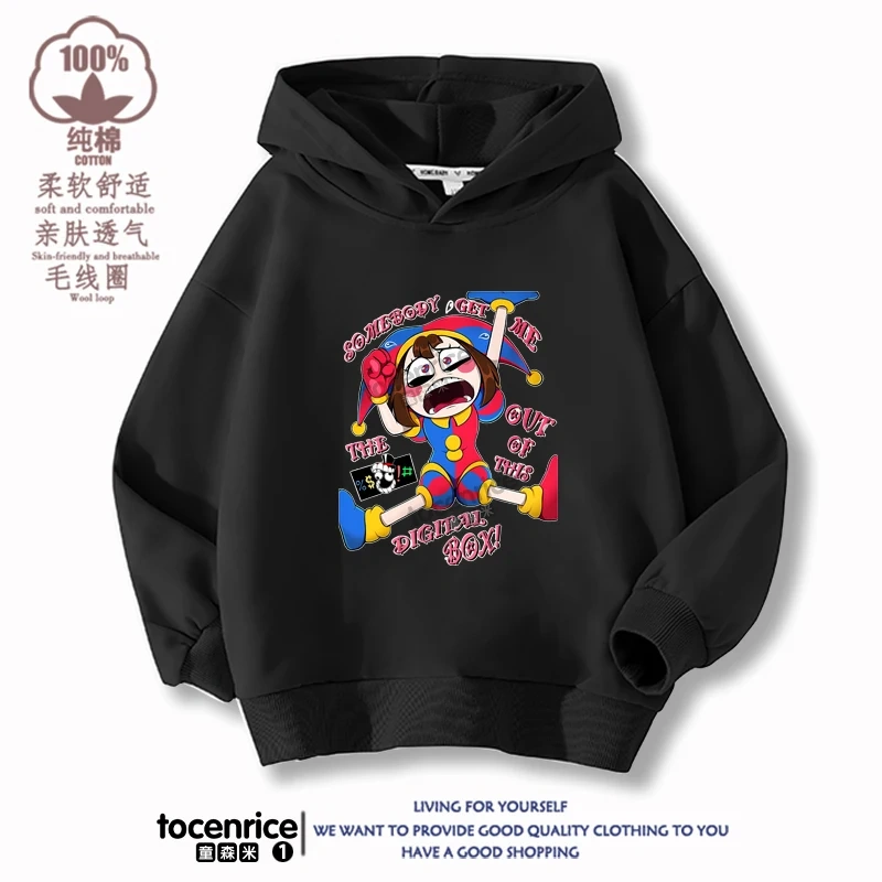 New 2023 Game The Amazing Digital Circus pomni Velvet Hoodies Children Boys Hooded Sweatshirts Clothes for Kids Pullovers Tops