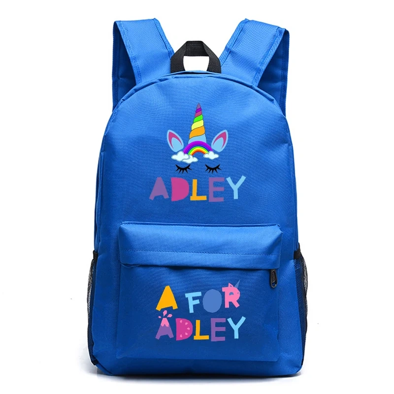 New A for Adley Schoolbag Student Daily Backpack Boys Girls Cartoon Rucksack Kids Bookbag Back To School Gift Travel Daypack