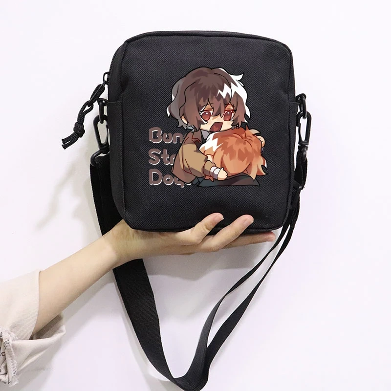 Anime Stray Dogs Printing School Bag Peripheral Oblique Bag Small Square Bag One Shoulder Oblique Backpack for Boy and Girls