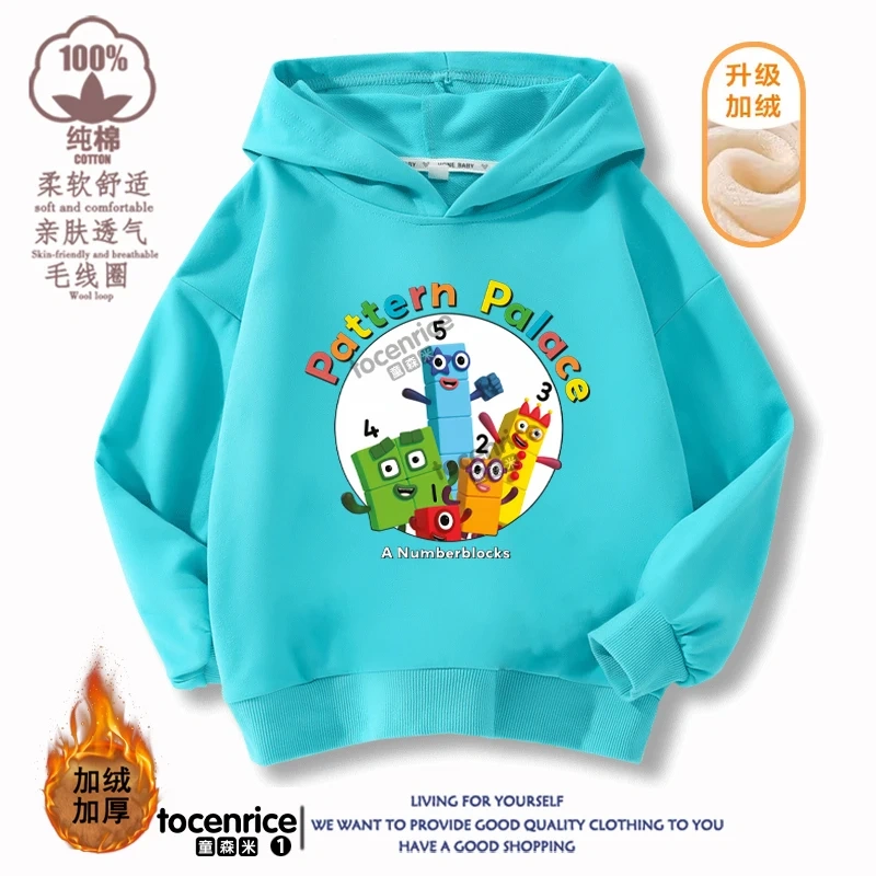 Numberblocks Hoodie Number Stuffed Sweatshirts Autumn Winter Coats Kids Pullovers Hoodies Baby Boys Girls Children's Clothing