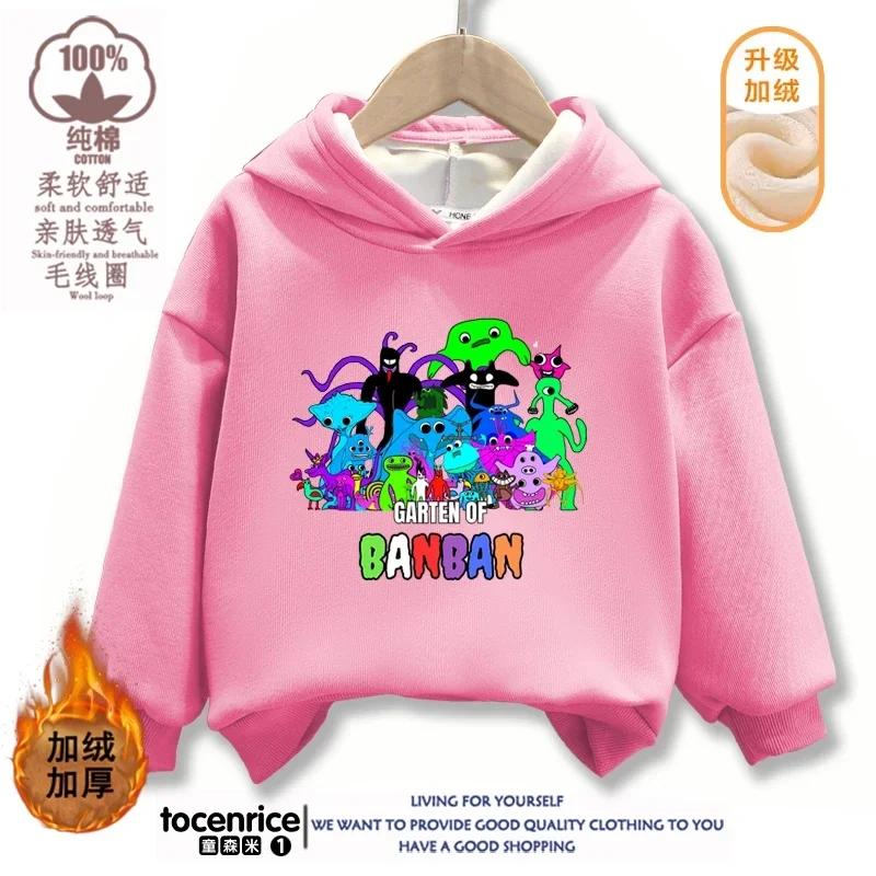Game Garten of Banban VI Print Hoodies Kids Pullover Printed Hooded Sweatshirt  Girls Pink Tops Kawaii Outwear Children Clothes