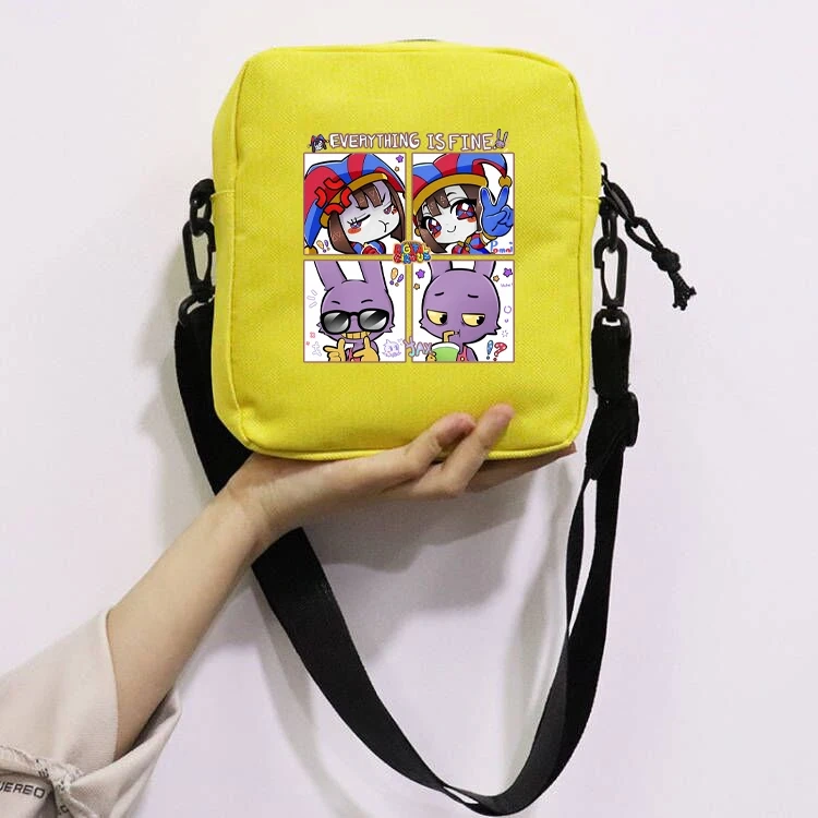 The Amazing Digital Circus School Bag Peripheral Oblique Bag Small Square Bag One Shoulder Oblique Backpack for Boy and Girls