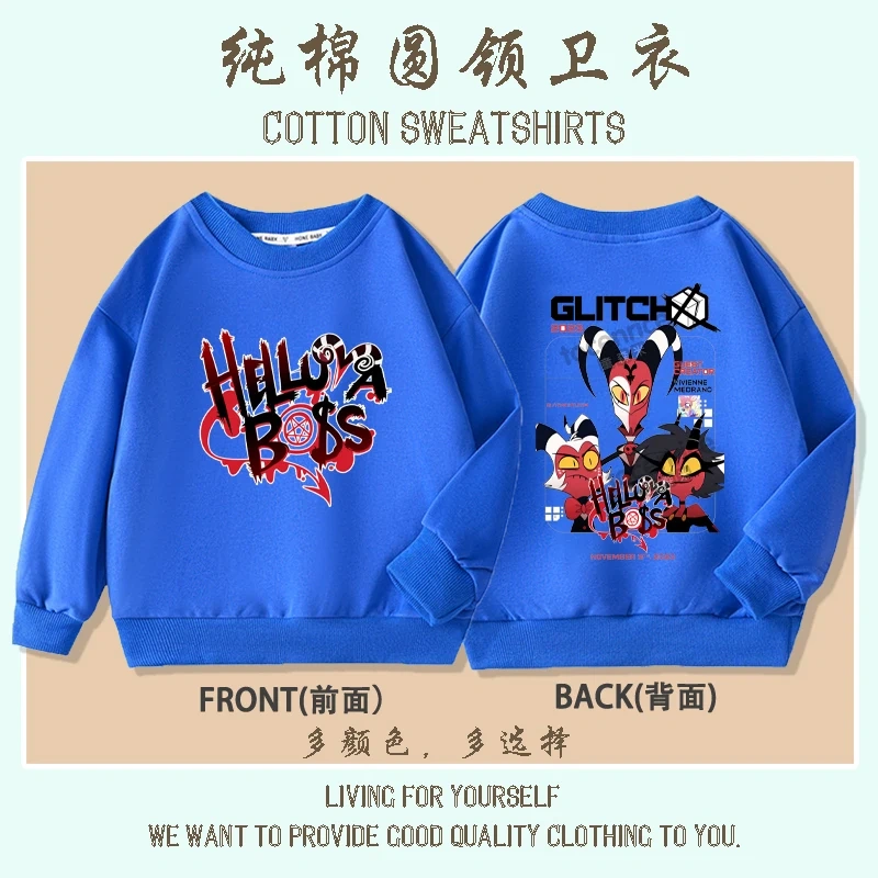 Cartoon Helluva Boss Moxxie Hoodies Kids Cartoon Sweatshirts Tops Casual Boys Girls Pullovers Long Sleeve Children Sportwear
