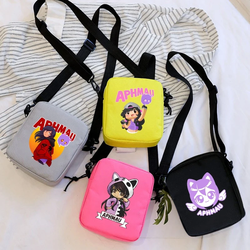 Cartoon Cute Aphmau School Bag Peripheral Oblique Bag Small Square Bag One Shoulder Oblique Backpack for Boy and Girls