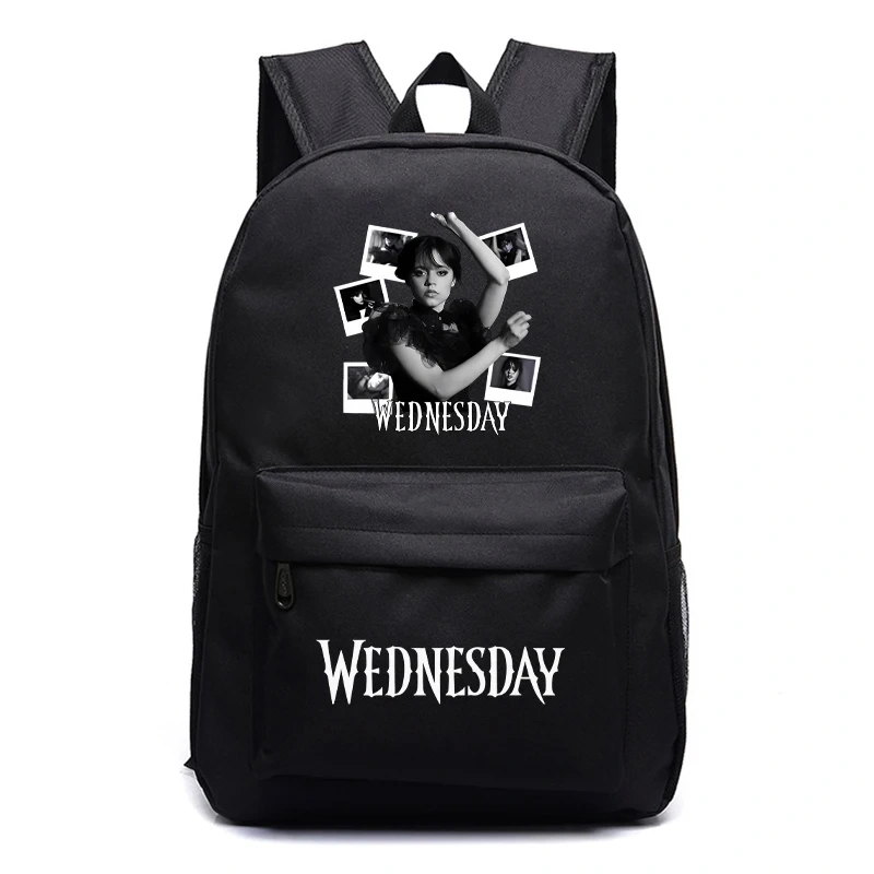 2023 New Wednesday Addams Student Bag Family Wednesday Backpack Meal Bag  Boys Girls Anime Cartoon School Bag Mochila
