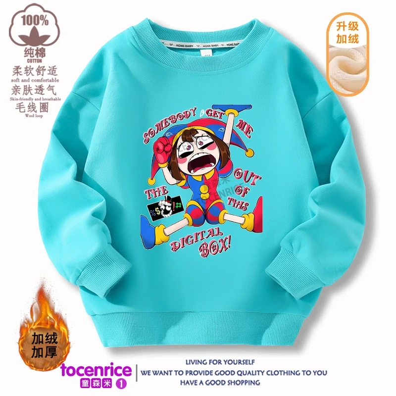 2023 The Amazing Digital Circus Pomni Print Sweater Girl Boy Sweatshirts Children Kid Cartoon Hoodies Kid Pullover Cotton Clothe