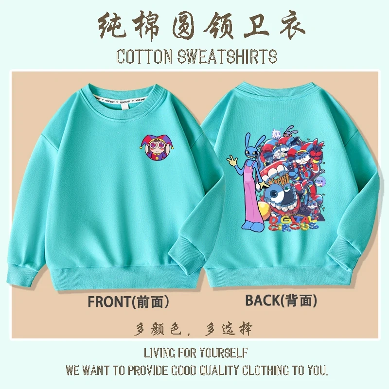The Amazing Digital Circus Pomni Jax print Sweater Girl Boy Sweatshirts Children Kid Cartoon Hoodies Kid Pullover Cotton Clothes