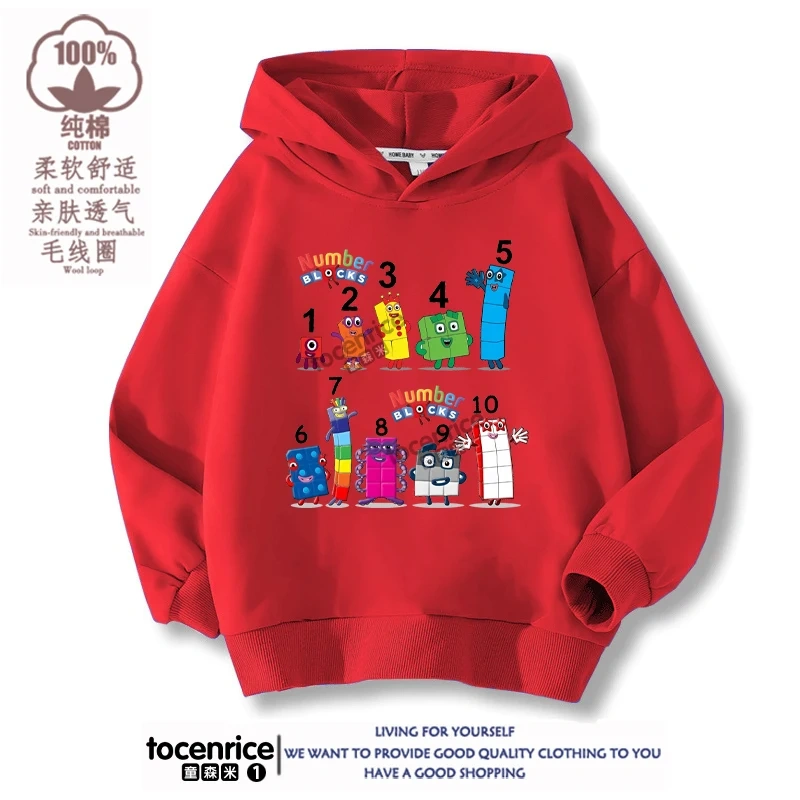 Numberblocks Hoodies Children Pullover Tops Autumn Long Sleeve Sweatshirt Boys Girls Hoody Streetwear Kids Clothes Sudadera