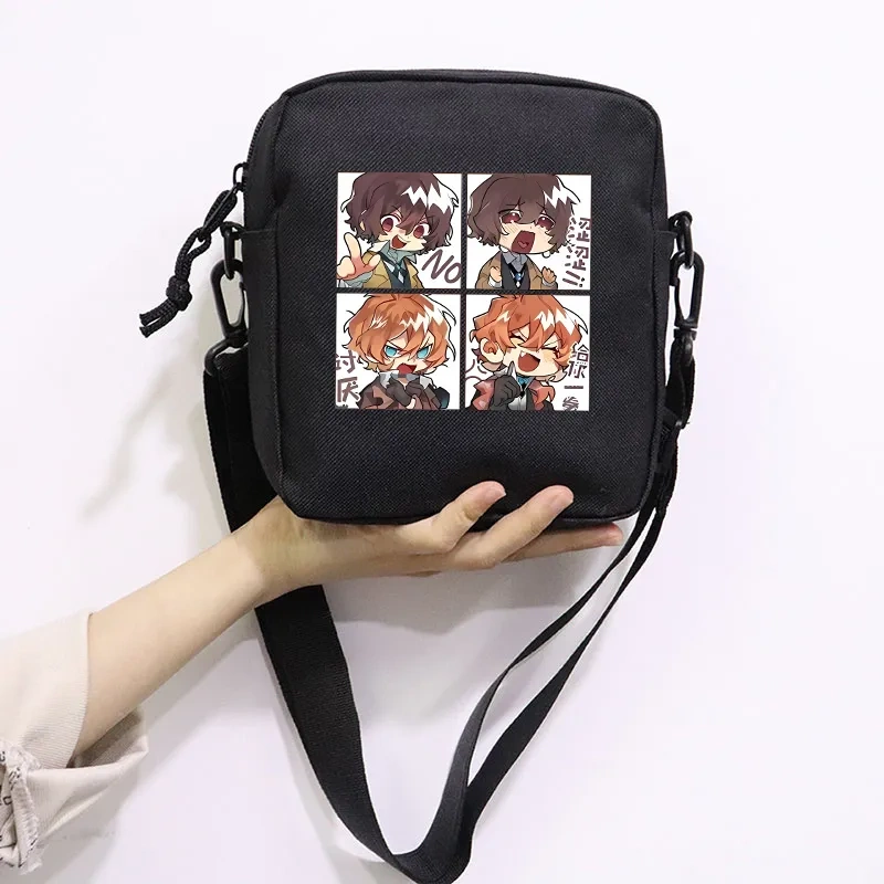 Anime Stray Dogs Printing School Bag Peripheral Oblique Bag Small Square Bag One Shoulder Oblique Backpack for Boy and Girls