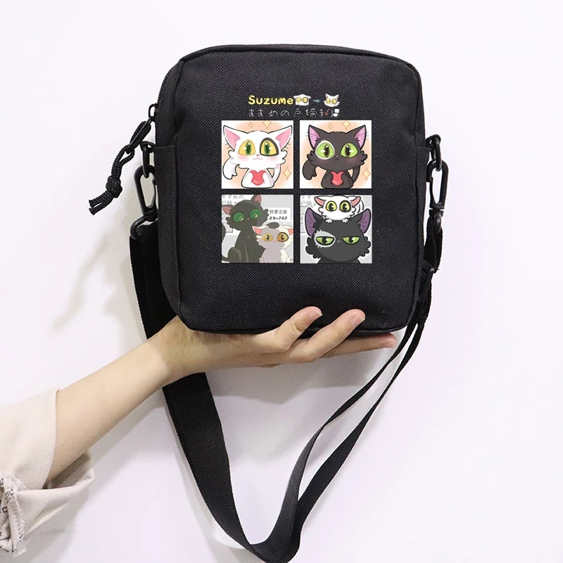 Anime Suzume Daijin Printing School Bag Peripheral Oblique Bag Small Square Bag One Shoulder Oblique Backpack for Boy and Girls