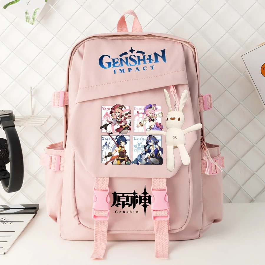 Genshin Impact Anime Cosplay Students School Bag Backpack Klee Cartoon Bookbag Laptop Travel Rucksack Outdoor Boys Girls Gifts