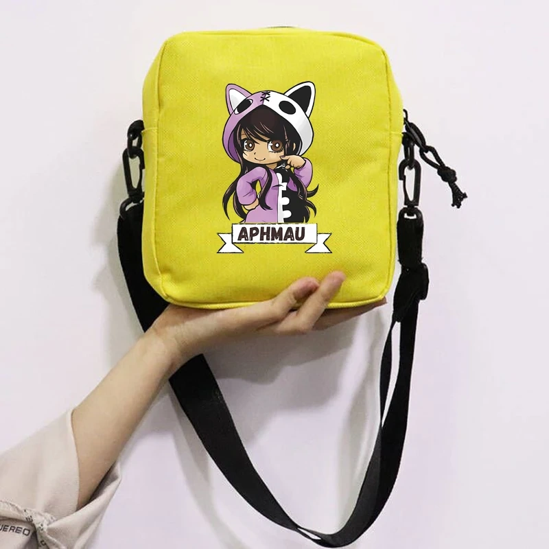 Cartoon Cute Aphmau School Bag Peripheral Oblique Bag Small Square Bag One Shoulder Oblique Backpack for Boy and Girls