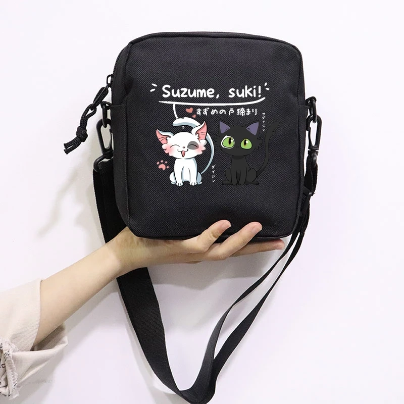 Anime Suzume Daijin Printing School Bag Peripheral Oblique Bag Small Square Bag One Shoulder Oblique Backpack for Boy and Girls