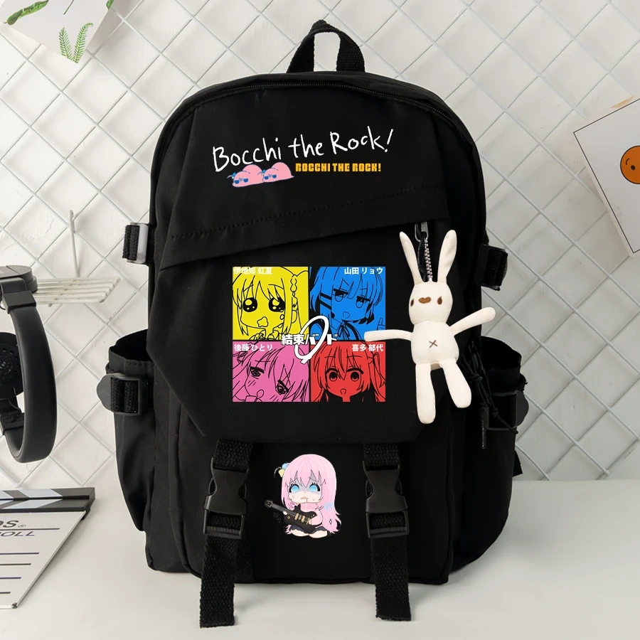 Bocchi The Rock Anime Backpacks Bags for Teenager Hiking Zip Portable Trekking Bags Grocery Fashion Large Capacity School Bags