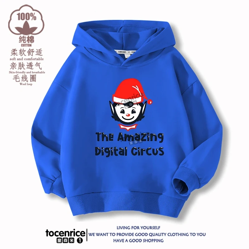 The Amazing Digital Circus JAX  Winter Autumn Velvet Hoodies Children Boys Hooded Sweatshirts Clothes for Kids Pullovers Tops