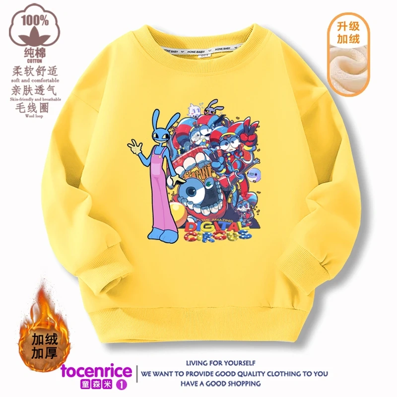 The Amazing Digital Circus Pomni Jax print Sweater Girl Boy Sweatshirts Children Kid Cartoon Hoodies Kid Pullover Cotton Clothes