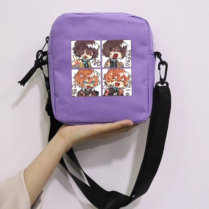 Anime Stray Dogs Printing School Bag Peripheral Oblique Bag Small Square Bag One Shoulder Oblique Backpack for Boy and Girls