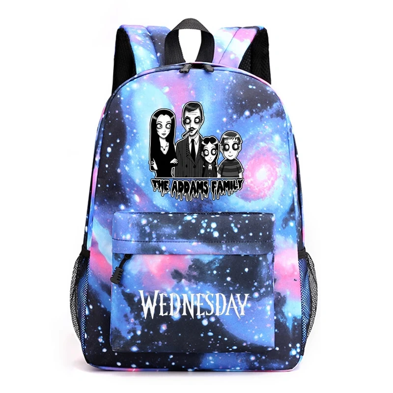 2023 New Wednesday Addams Student Bag Family Wednesday Backpack Meal Bag  Boys Girls Anime Cartoon School Bag Mochila
