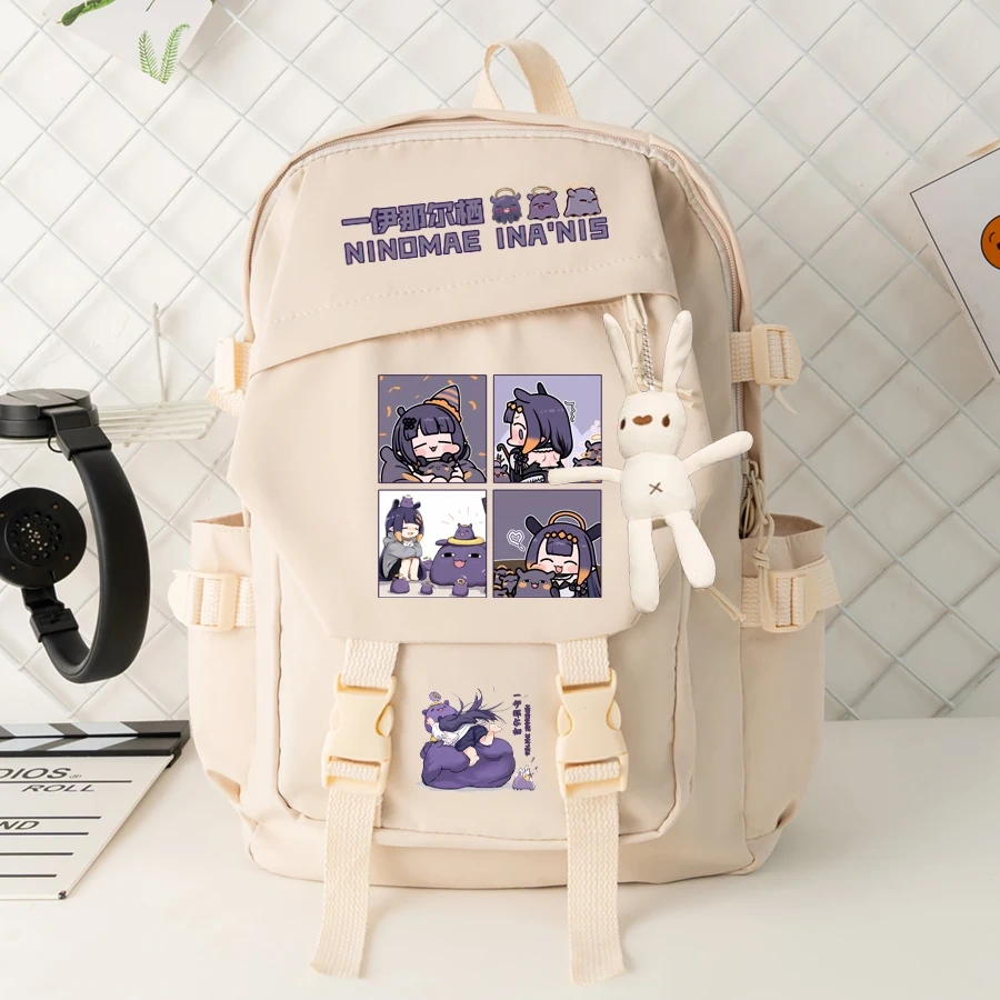 Vtuber Anchor Ninomae Ina'nis Anime Cartoon Schoolbag Backpack Nylon Shoulder Bags