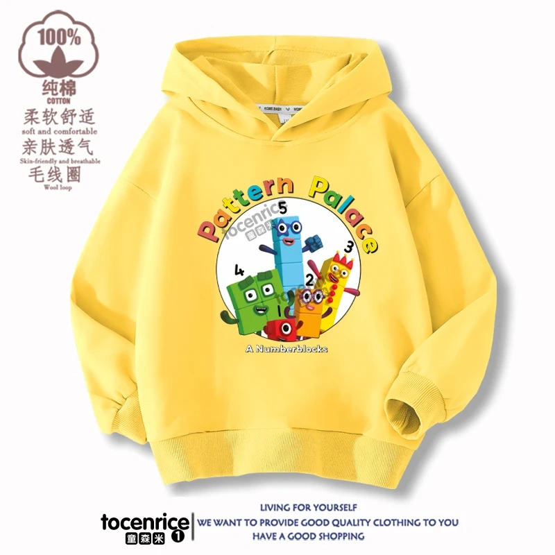 Numberblocks Hoodie Number Stuffed Sweatshirts Autumn Winter Coats Kids Pullovers Hoodies Baby Boys Girls Children's Clothing