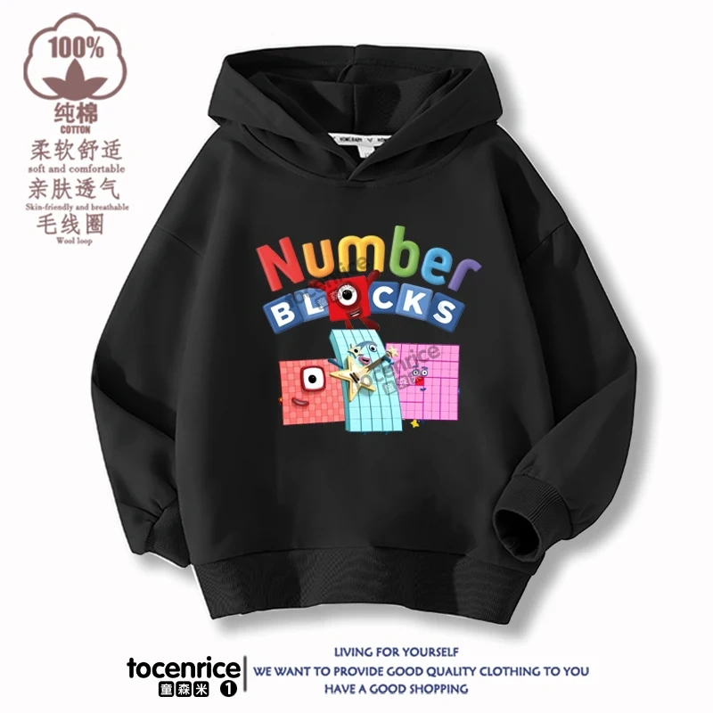 Numberblocks Hoodies Children Pullover Tops Autumn Long Sleeve Sweatshirt Boys Girls Hoody Streetwear Kids Clothes Sudadera