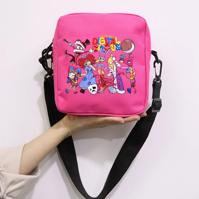 The Amazing Digital Circus School Bag Peripheral Oblique Bag Small Square Bag One Shoulder Oblique Backpack for Boy and Girls