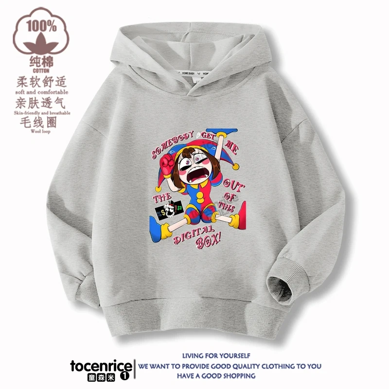 New 2023 Game The Amazing Digital Circus pomni Velvet Hoodies Children Boys Hooded Sweatshirts Clothes for Kids Pullovers Tops