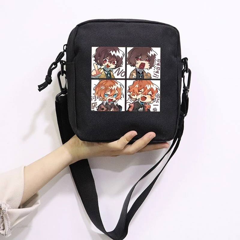Anime Stray Dogs Printing School Bag Peripheral Oblique Bag Small Square Bag One Shoulder Oblique Backpack for Boy and Girls