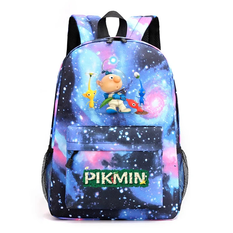 Kawaii  Pikmin 4 Schoolbag Student Daily Backpack Boys Girls Cartoon Rucksack Kids Bookbag Back To School Gift Travel Daypack