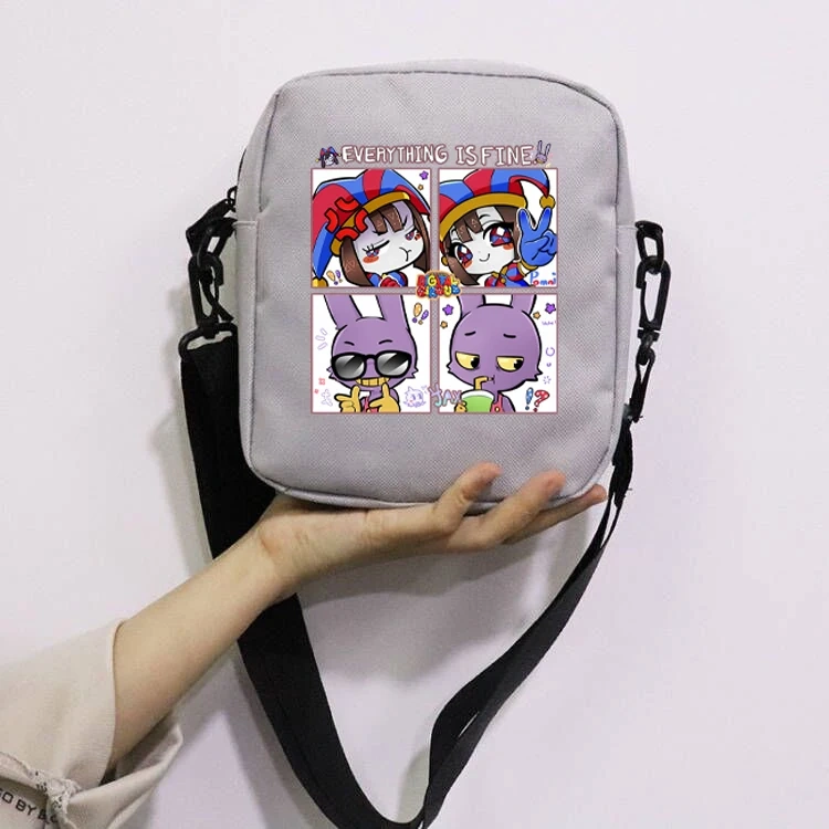 The Amazing Digital Circus School Bag Peripheral Oblique Bag Small Square Bag One Shoulder Oblique Backpack for Boy and Girls