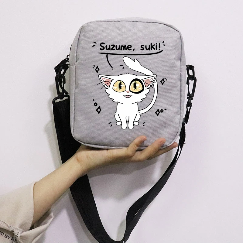 Anime Suzume Daijin Printing School Bag Peripheral Oblique Bag Small Square Bag One Shoulder Oblique Backpack for Boy and Girls