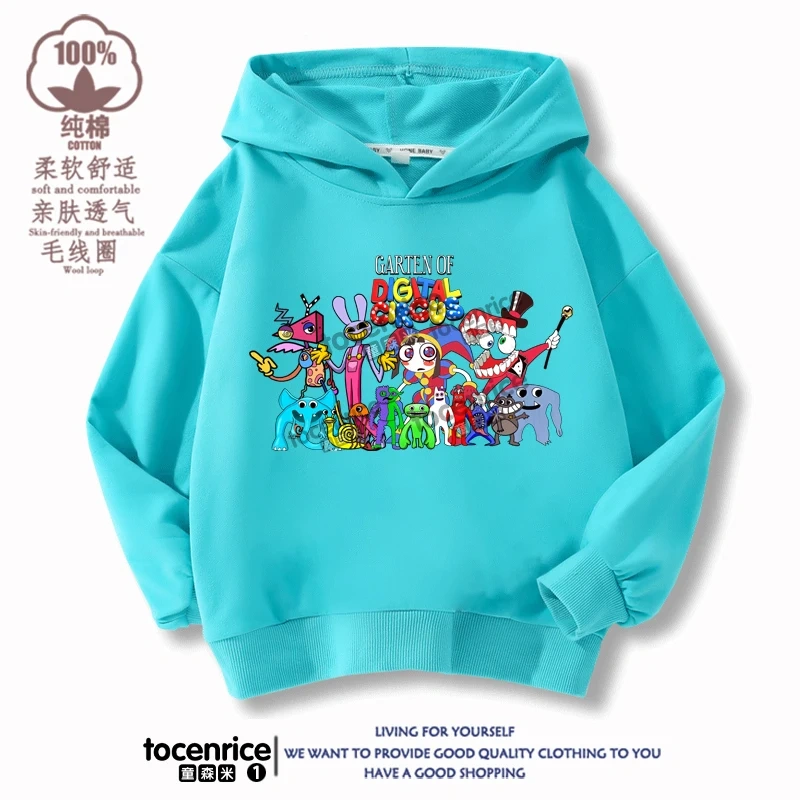 The Amazing Digital Circus JAX  Winter Autumn Velvet Hoodies Children Boys Hooded Sweatshirts Clothes for Kids Pullovers Tops