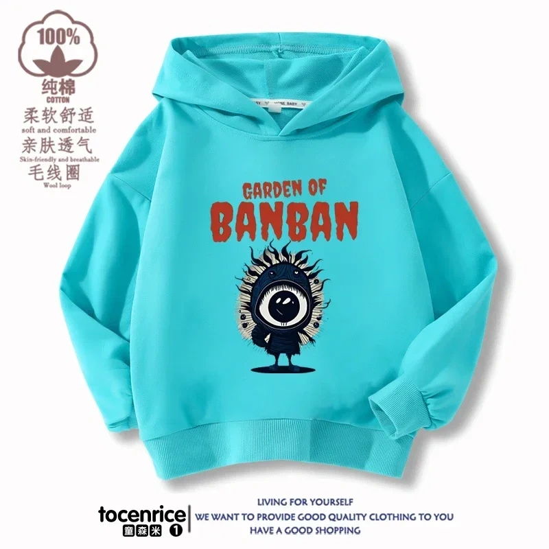 Game Garden of Banban Hoodie Kid Velvet Hooded Coat Girls Clothes Teenager Boys Full Sleeve Sweater Children Pullover Sweatshirt