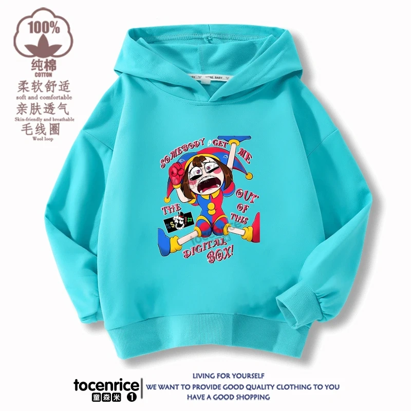 New 2023 Game The Amazing Digital Circus pomni Velvet Hoodies Children Boys Hooded Sweatshirts Clothes for Kids Pullovers Tops