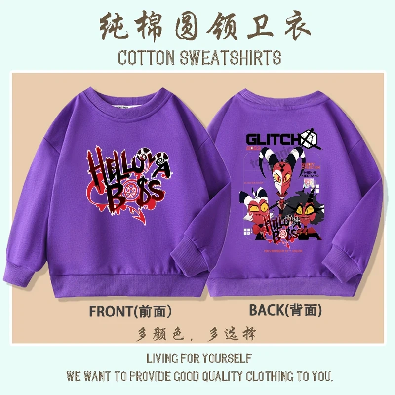 Cartoon Helluva Boss Moxxie Hoodies Kids Cartoon Sweatshirts Tops Casual Boys Girls Pullovers Long Sleeve Children Sportwear